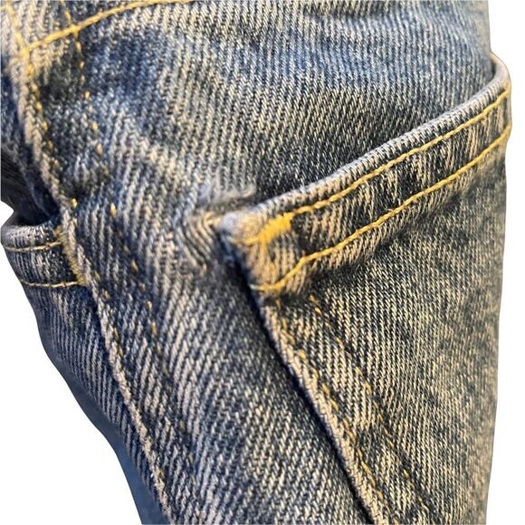 AMERICAN APPAREL High Waisted Denim Jean Shorts Cuff Blue 24 - Picture 7 of 8